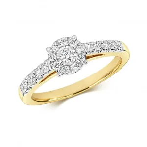 Diamond Jewellery 9ct Brilliant Illusion Solitaire Ring RD699