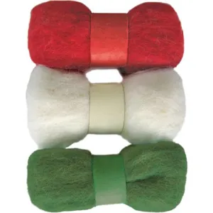 Dimensions Feltworks Roving Trio Pack 1.58oz Red, White & Green