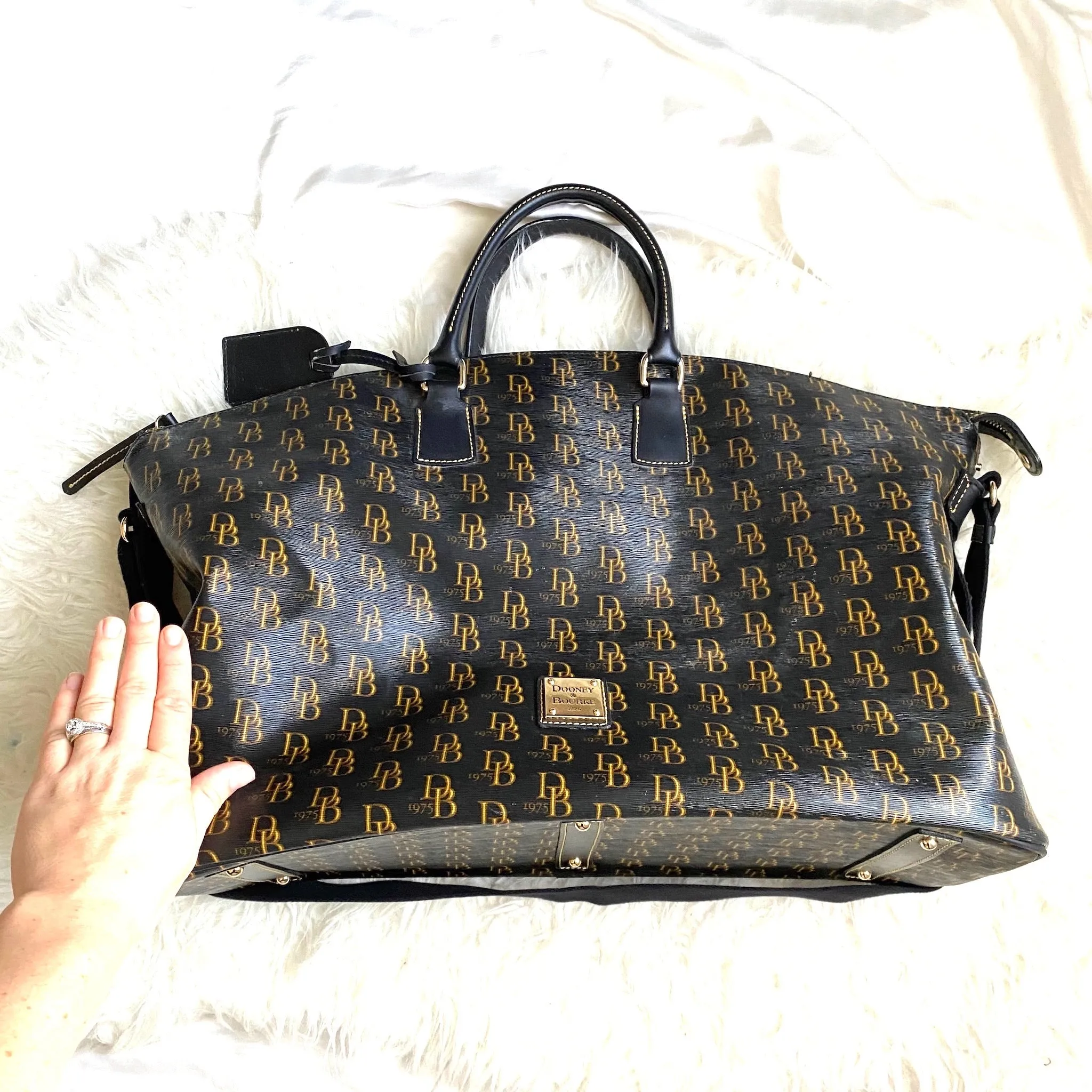 Dooney & Burke Black Large Duffle Tote Bag (Jana)