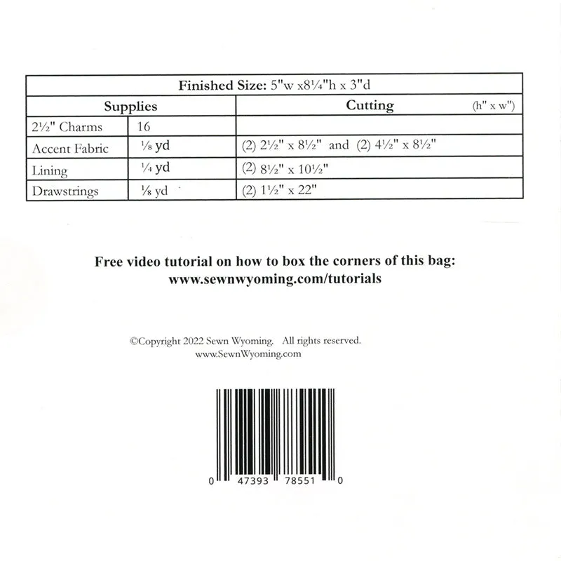 Drawstring Bag Mini Charms Pattern