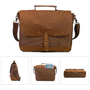 ECOSUSI Canvas Laptop Bag Briefcase Business Handbag Messenger Shoulder Bag with Padded Compartment for 15.6" Laptop