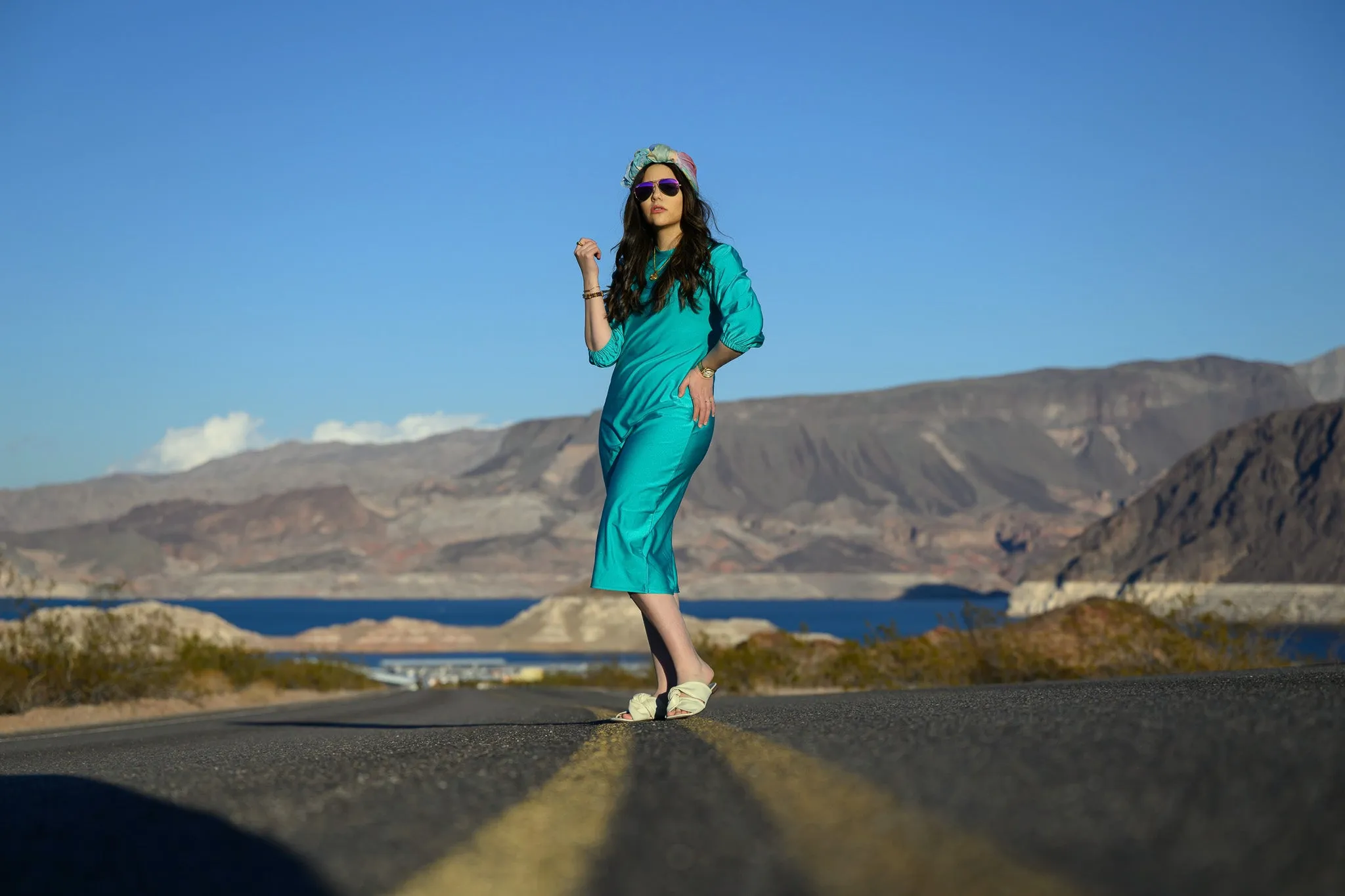 Elastic Sleeve Swim Dress