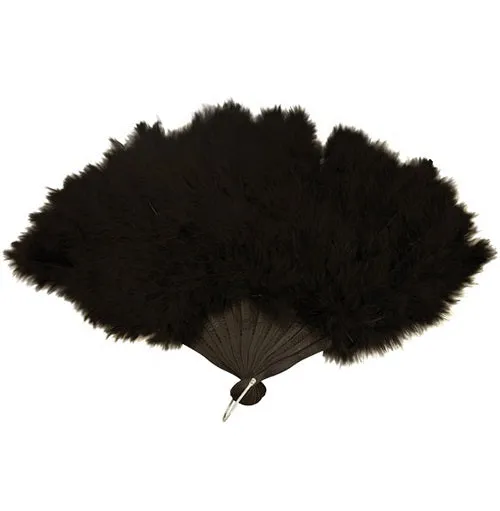 Elegance in Motion: Feather Hand Fan - Burlesque Style Showgirl, 1920’s Flapper, 40 cm x 27 cm, Fancy Dress Accessory