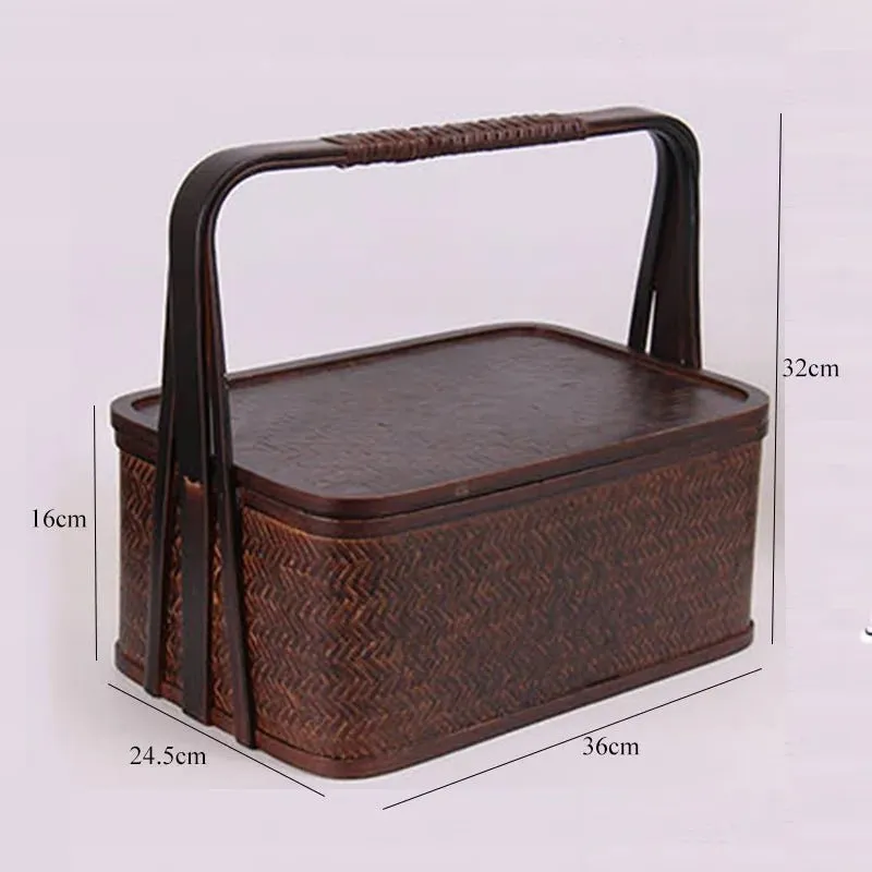 Elegant Natural Bamboo Tea Set Storage Basket - Eco-Friendly Travel Container