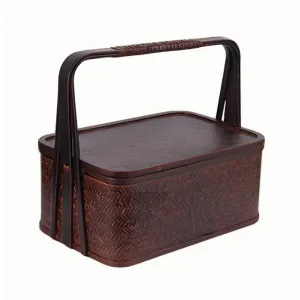 Elegant Natural Bamboo Tea Set Storage Basket - Eco-Friendly Travel Container