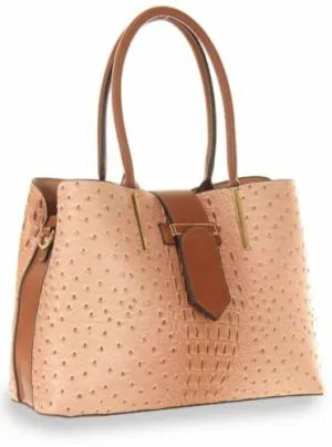 Embossed Two Tone Fashion Handbag