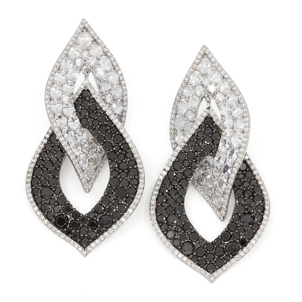 Entwined Clear Sapphire & Black Diamond Earring.
