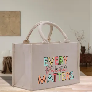Every Voice Matter Cotton Canvas Small Tote Bag Sign Language Gift for SLP Gift Name Sign Language Gift for Deaf (SLT1006)