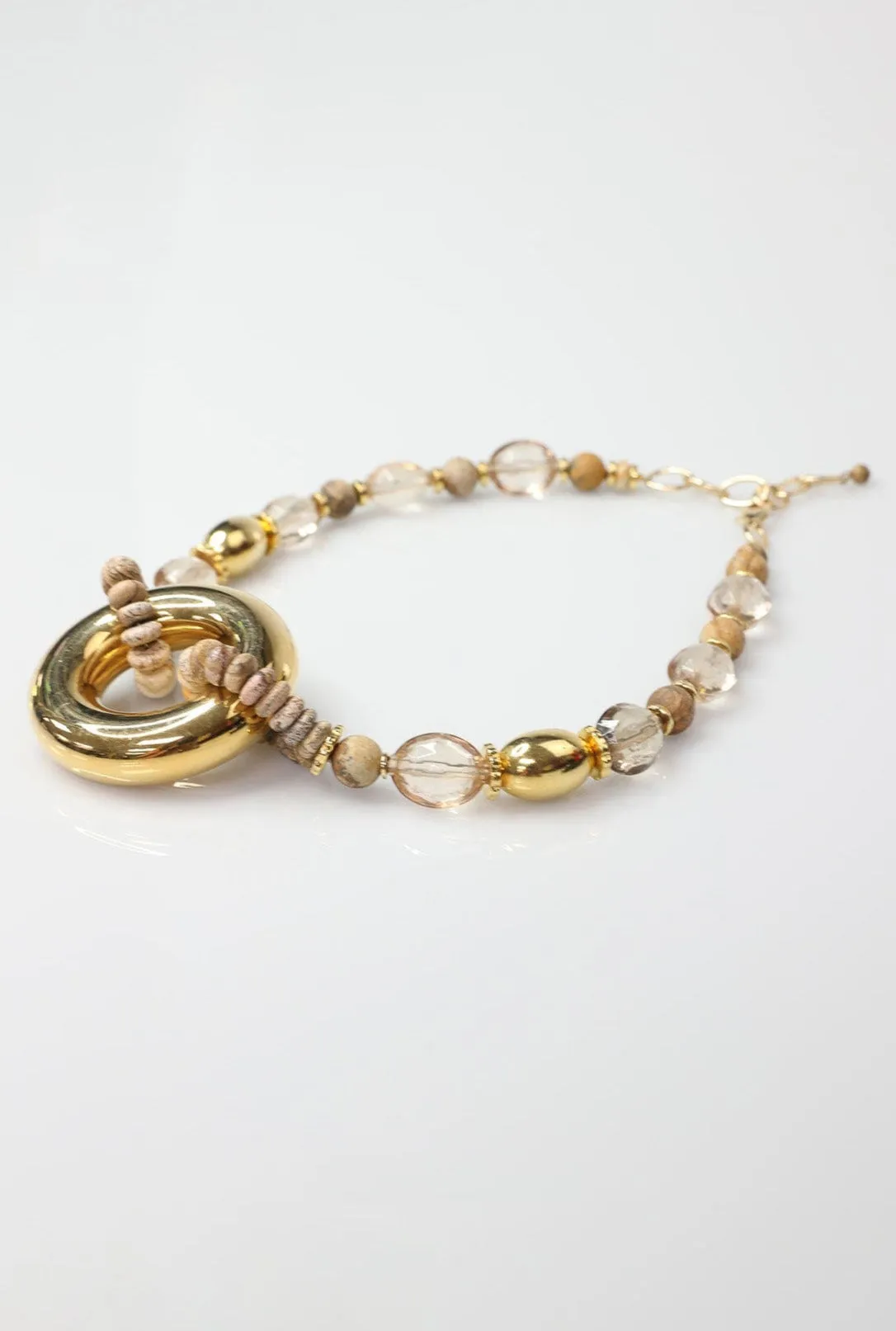 Fabulous Statement Necklace with Striking Gold Vintage Centerpiece