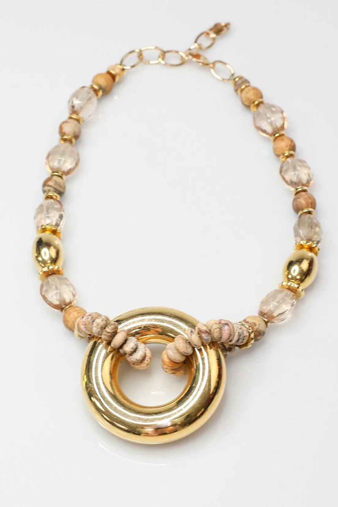 Fabulous Statement Necklace with Striking Gold Vintage Centerpiece