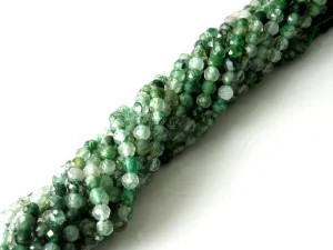 Faceted Moss Agate Beads, 4mm - 15.5 inch Strand (approx. 87 beads)