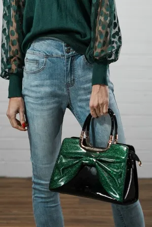 Faux leather shimmer bow handbag | BOW BAG