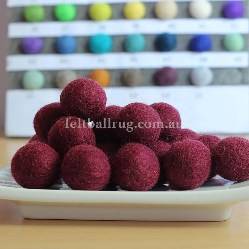 Felt Ball Blood Red 1CM,  2CM, 2.5CM, 3CM, 4CM Colour 4