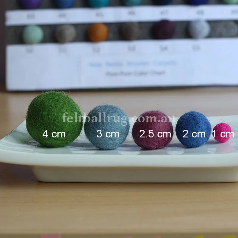 Felt Ball Orange 1CM,  2CM, 2.5CM, 3CM, 4CM Colour 6