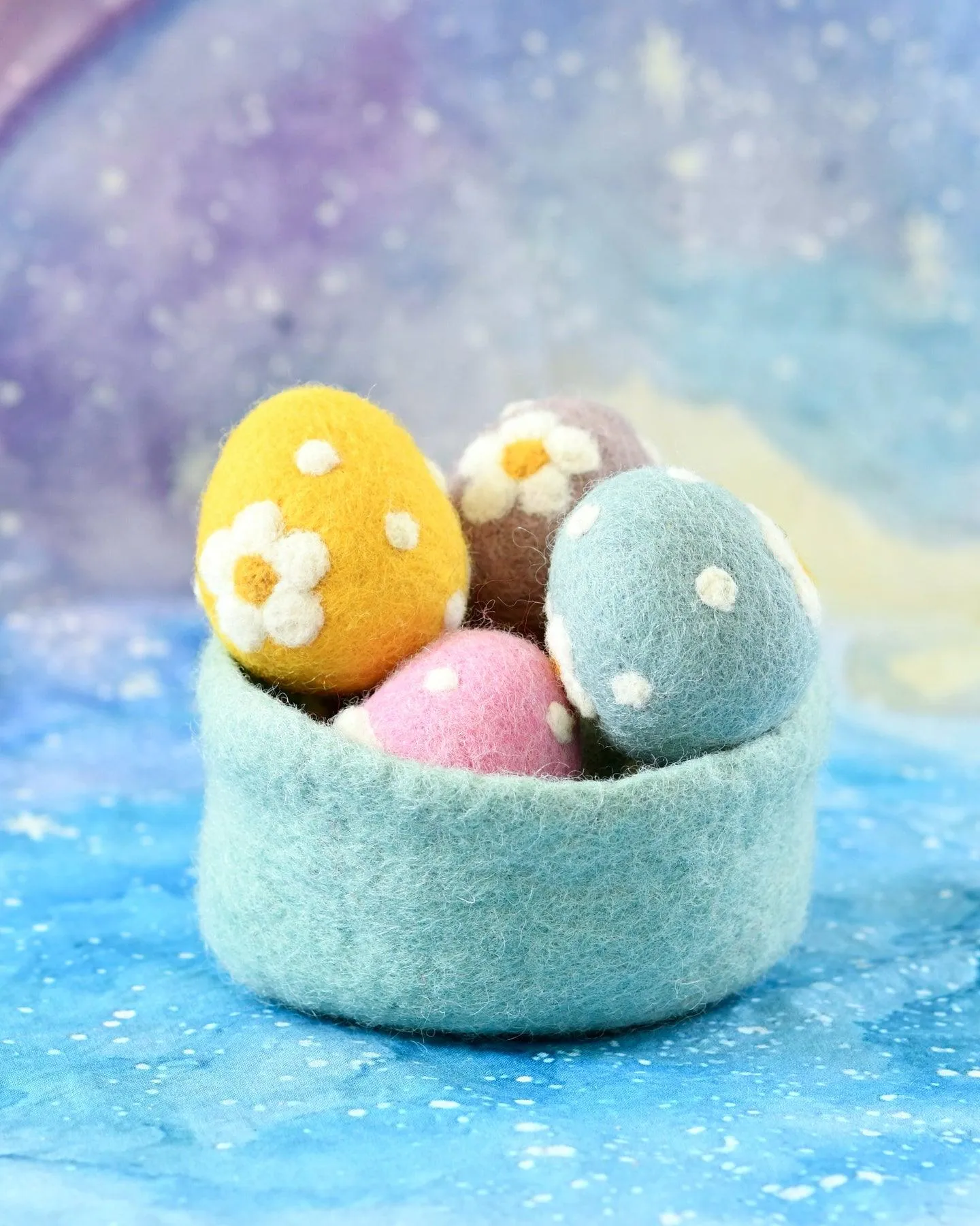 Felt Blue Floral and Dots Egg