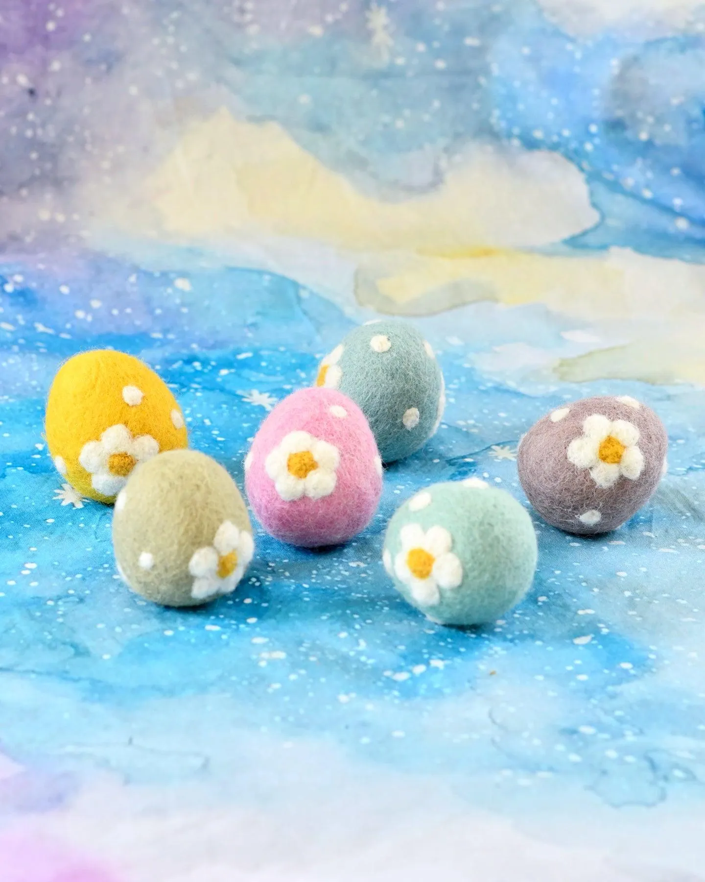 Felt Blue Floral and Dots Egg