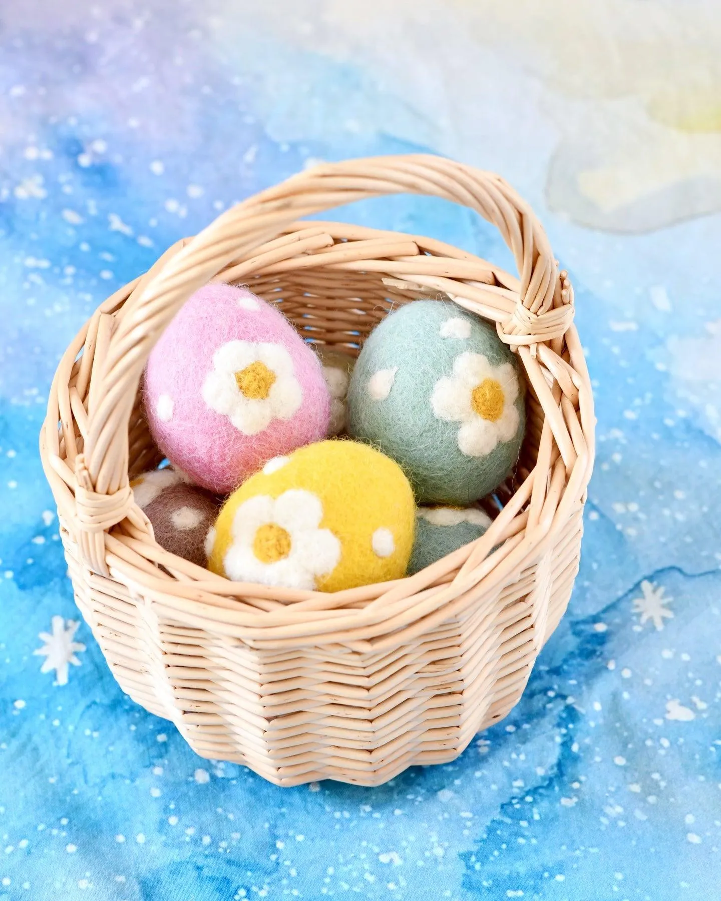 Felt Blue Floral and Dots Egg