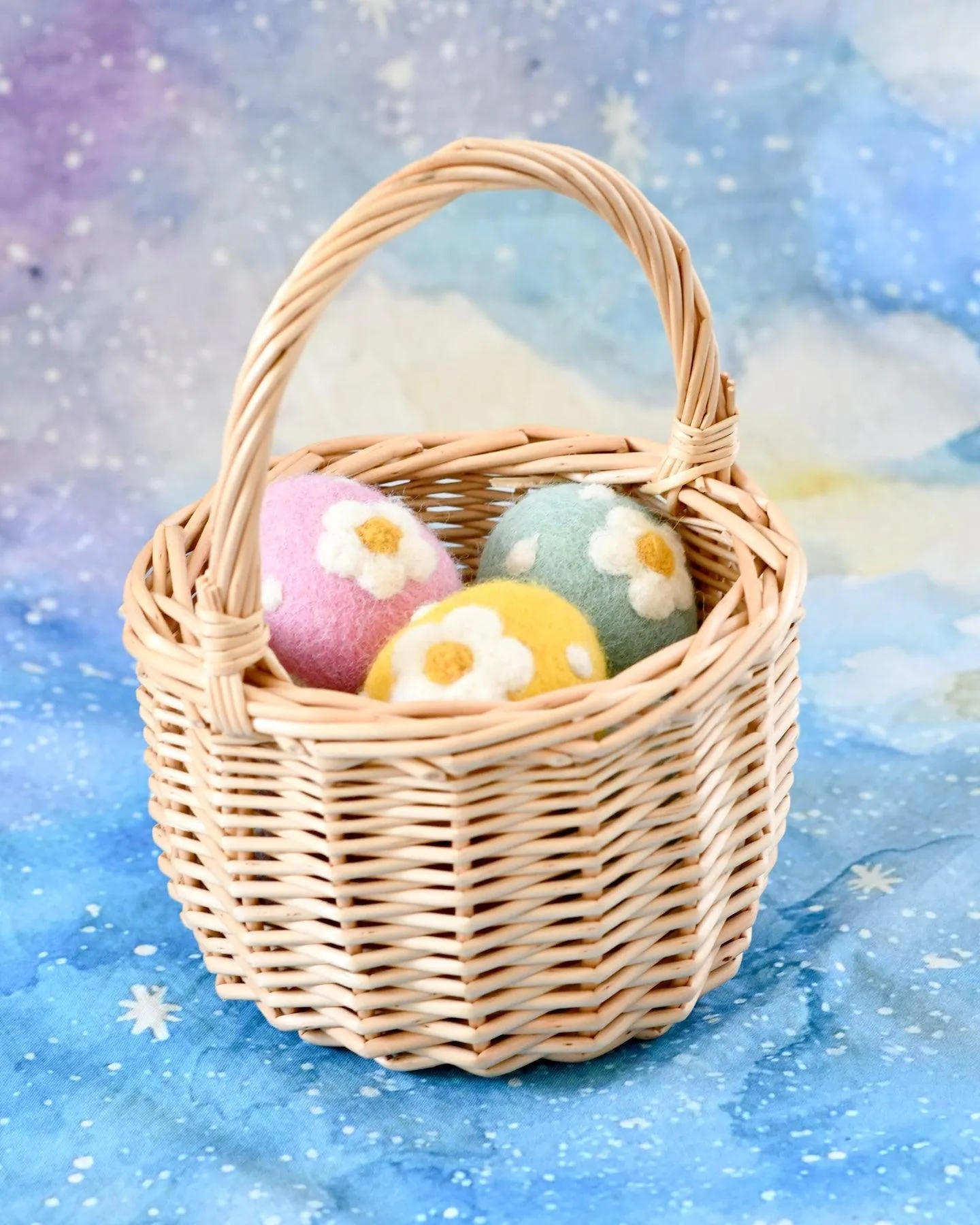 Felt Blue Floral and Dots Egg