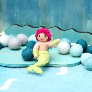Felt Coral Merman Hanging - Lime Green Tail