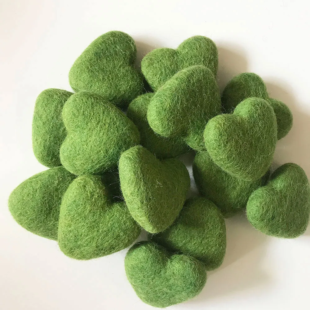 Felt Hearts Lime Green