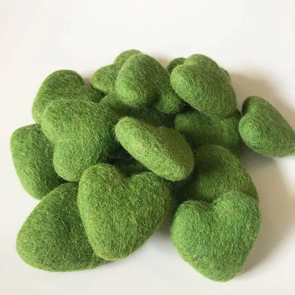 Felt Hearts Lime Green