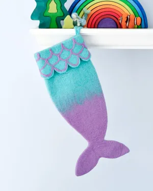 Felt Mermaid Christmas Stocking - Cyan-Purple Colours