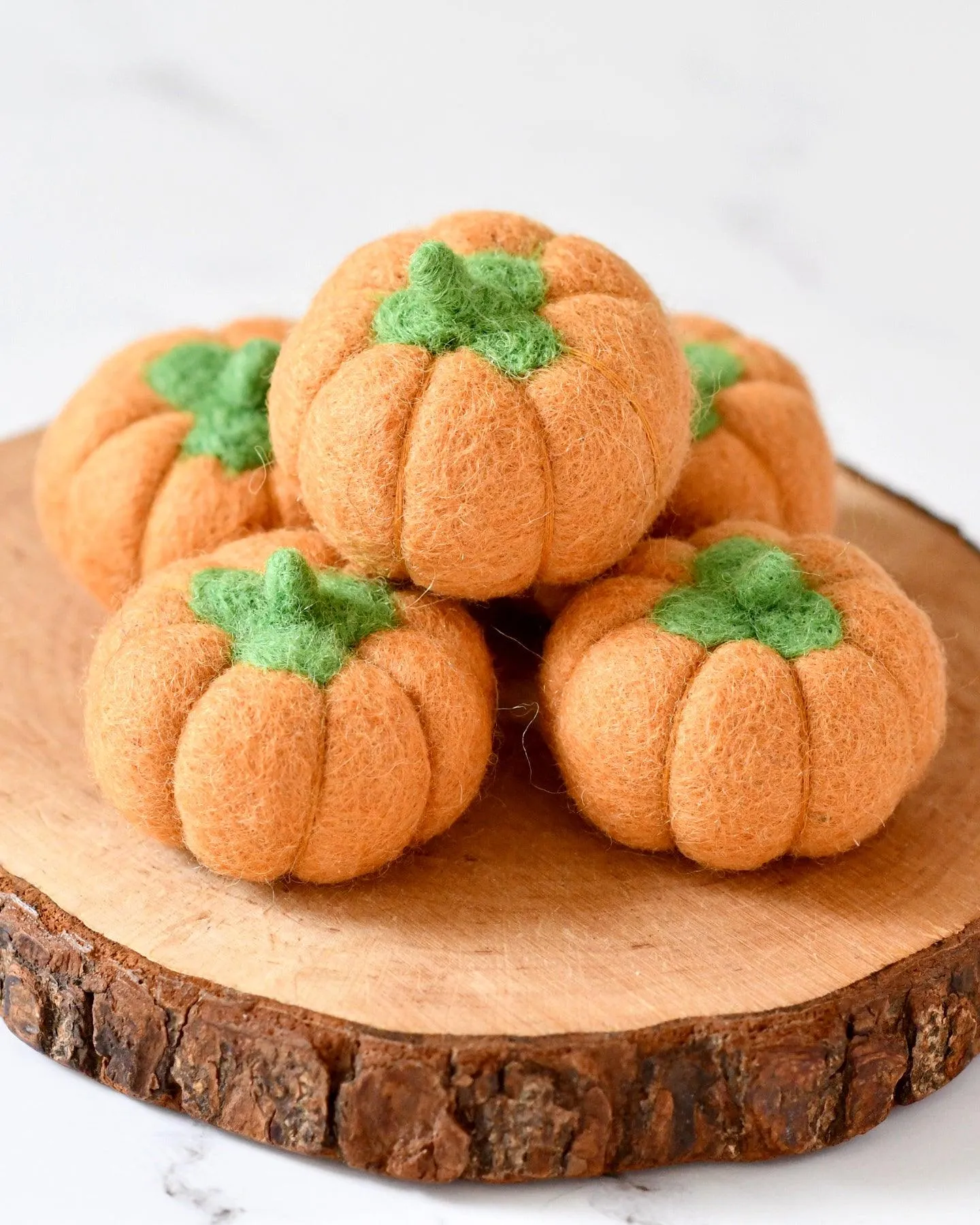 Felt Pumpkins (Salmon Coloured) - 5 Pumpkins