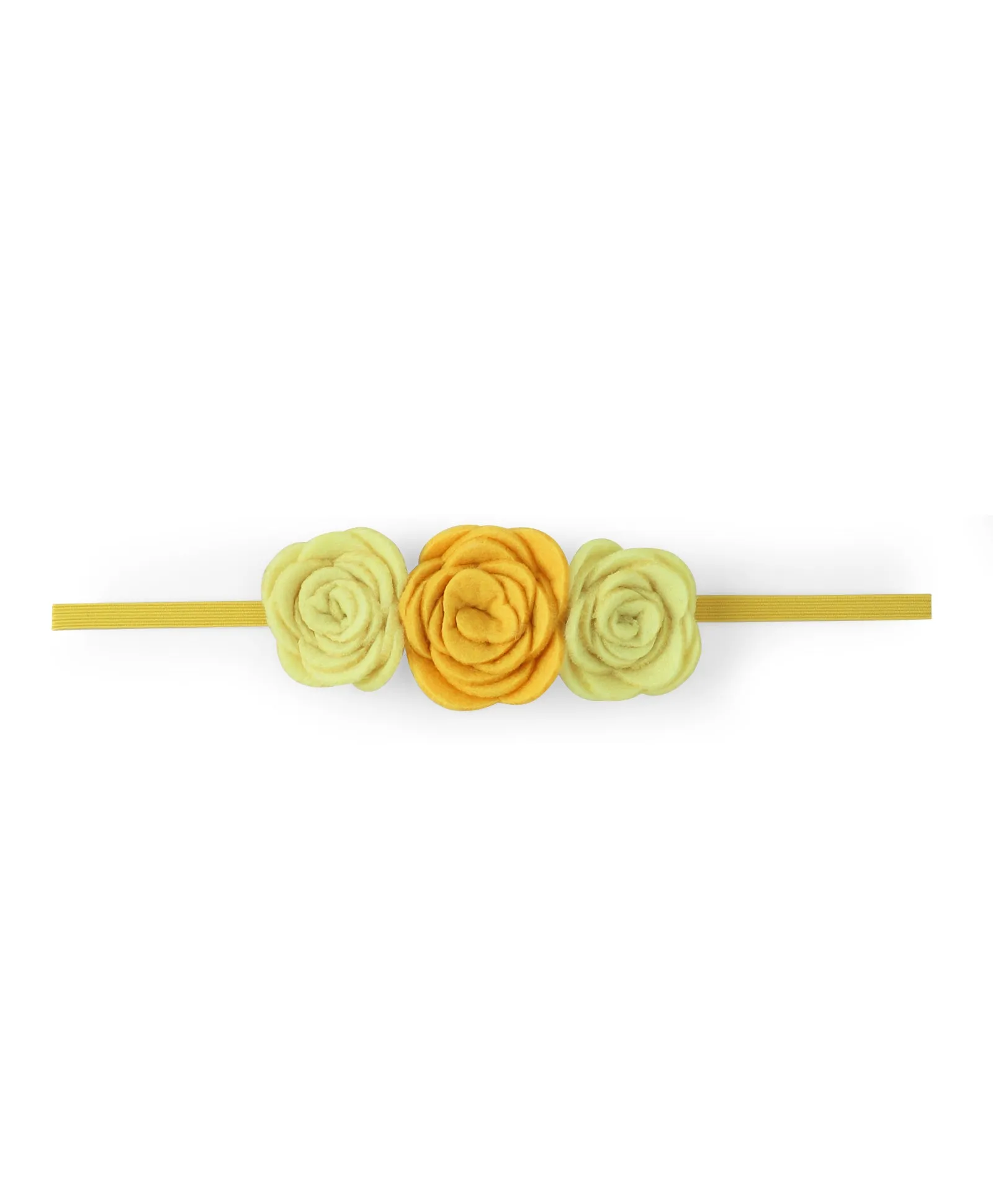 Felt Three Rose Headband - Yellow