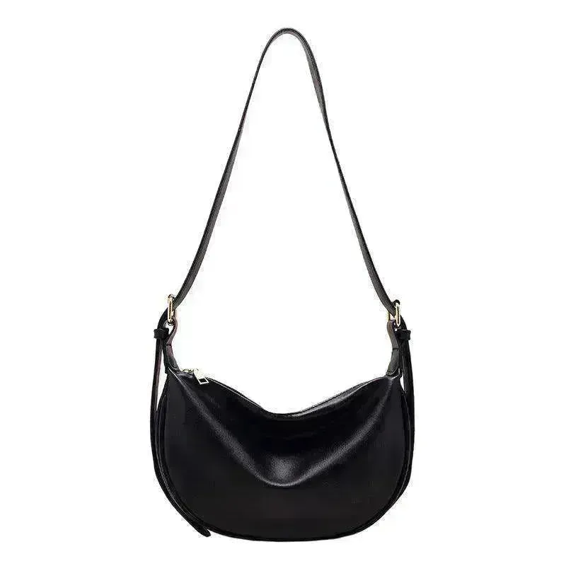 Female's Fashionable Moon Shape Underarm Solid Color Small Shoulder Bag