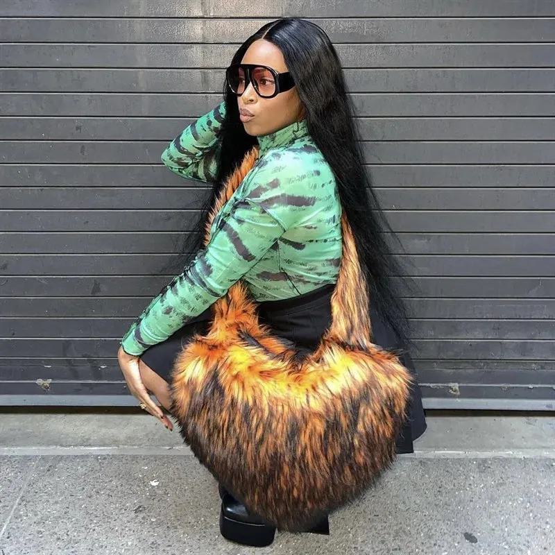 Fluffy Plush Winter Heart Handbags