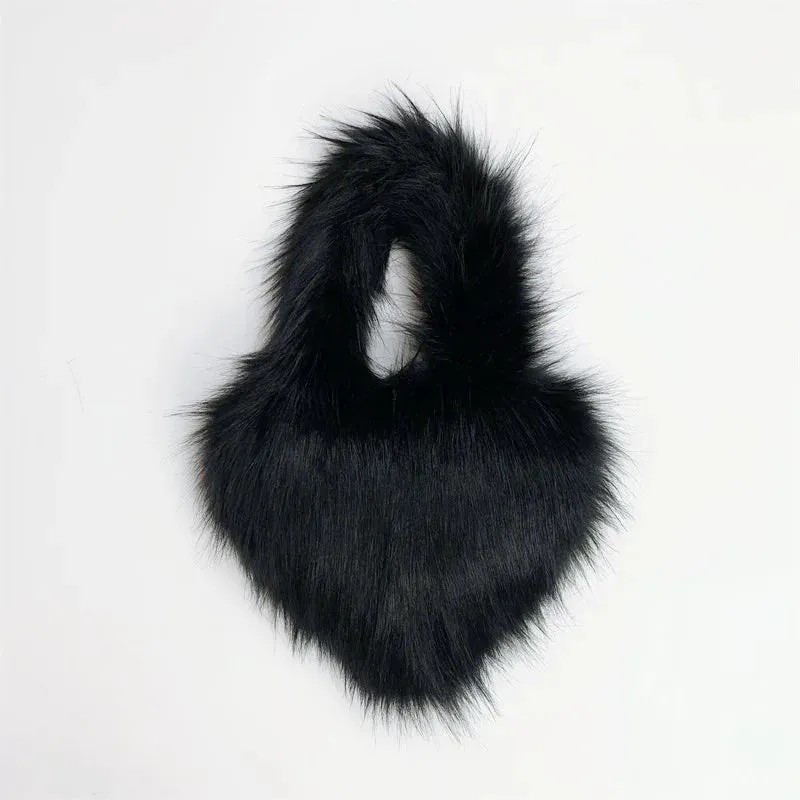 Fluffy Plush Winter Heart Handbags