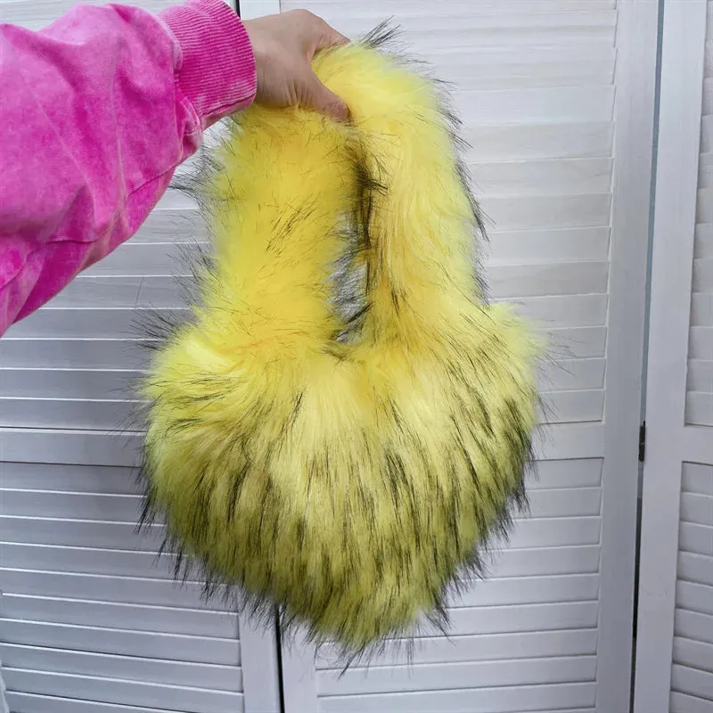Fluffy Plush Winter Heart Handbags