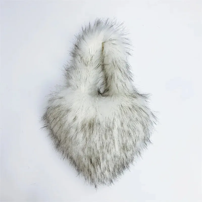 Fluffy Plush Winter Heart Handbags