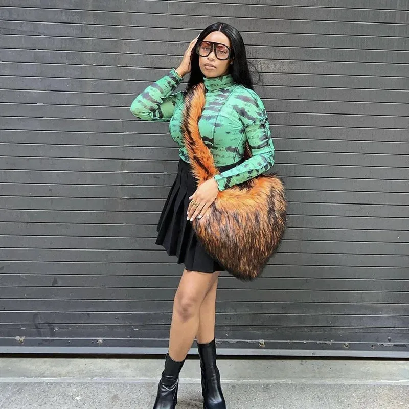 Fluffy Plush Winter Heart Handbags