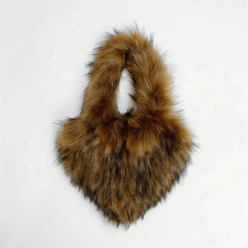 Fluffy Plush Winter Heart Handbags
