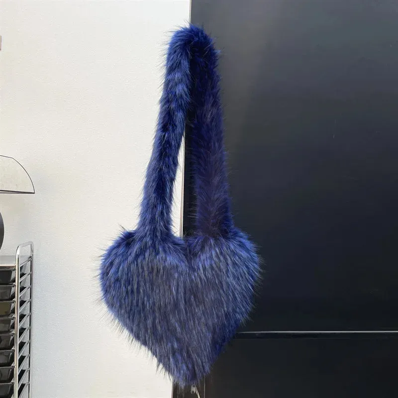 Fluffy Plush Winter Heart Handbags