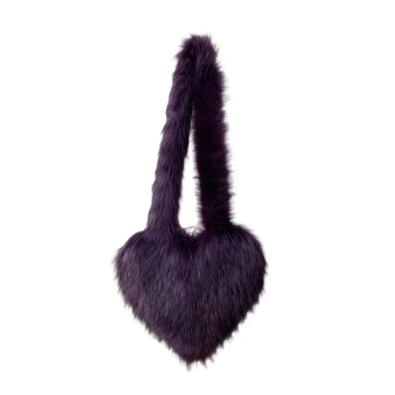 Fluffy Plush Winter Heart Handbags