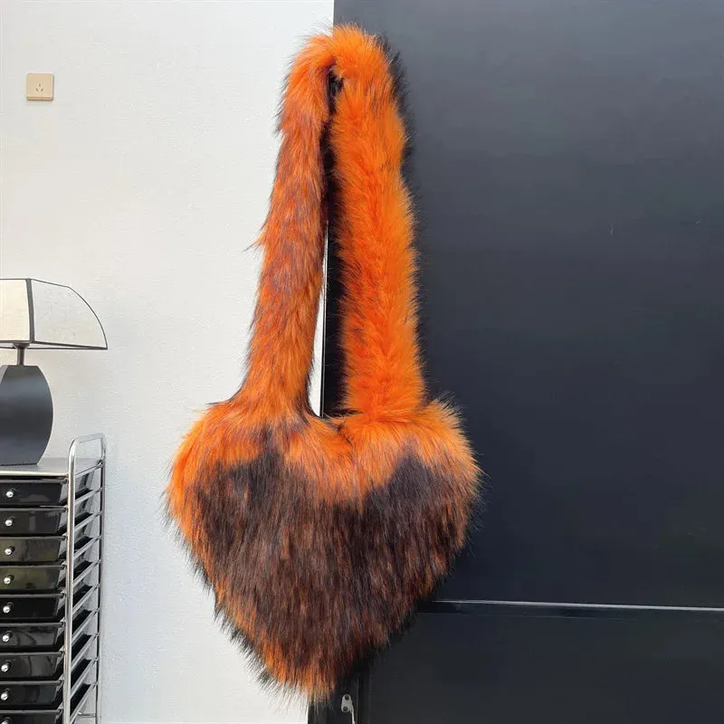 Fluffy Plush Winter Heart Handbags