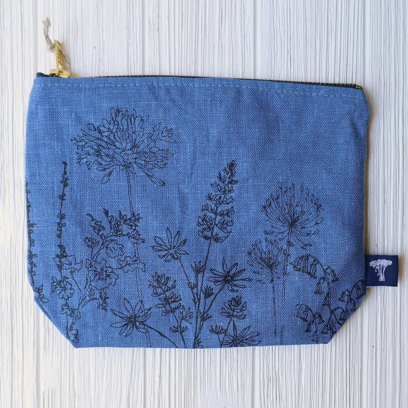 Garden Toiletry Bag ~ Indigo Blue Linen