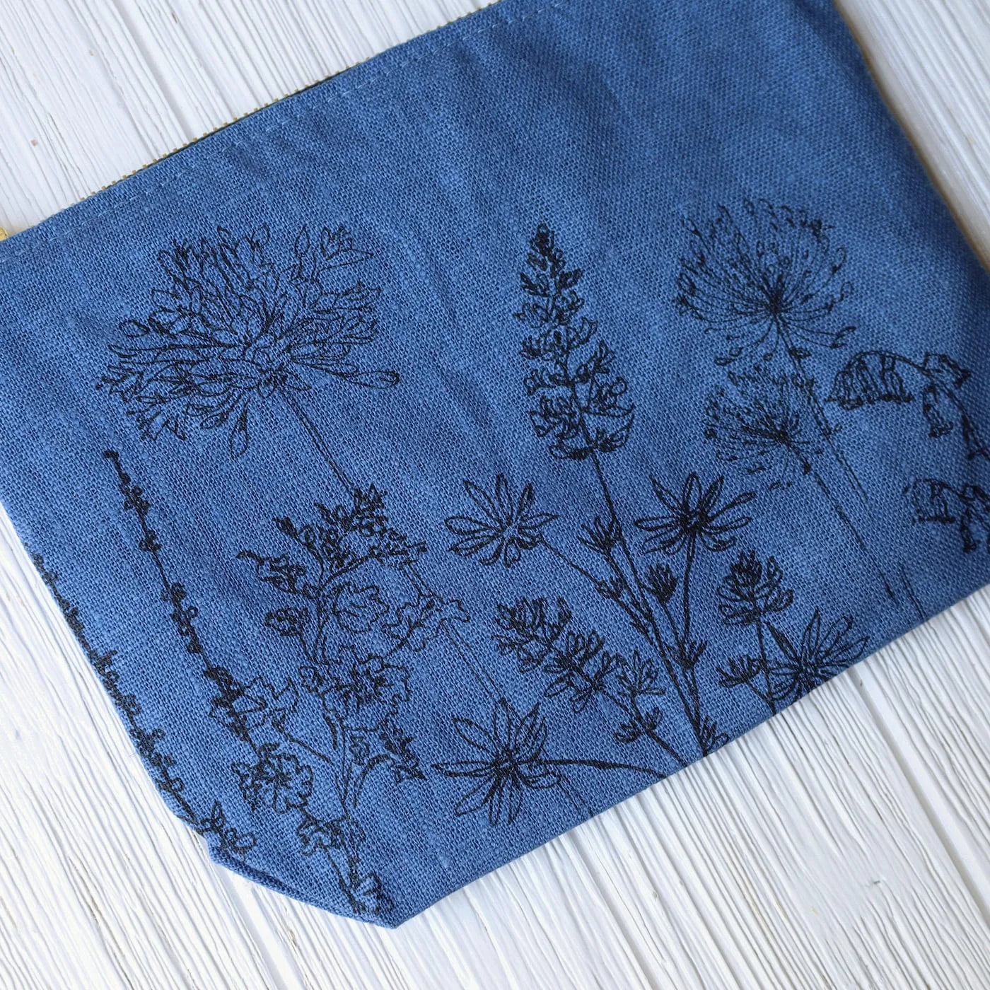 Garden Toiletry Bag ~ Indigo Blue Linen