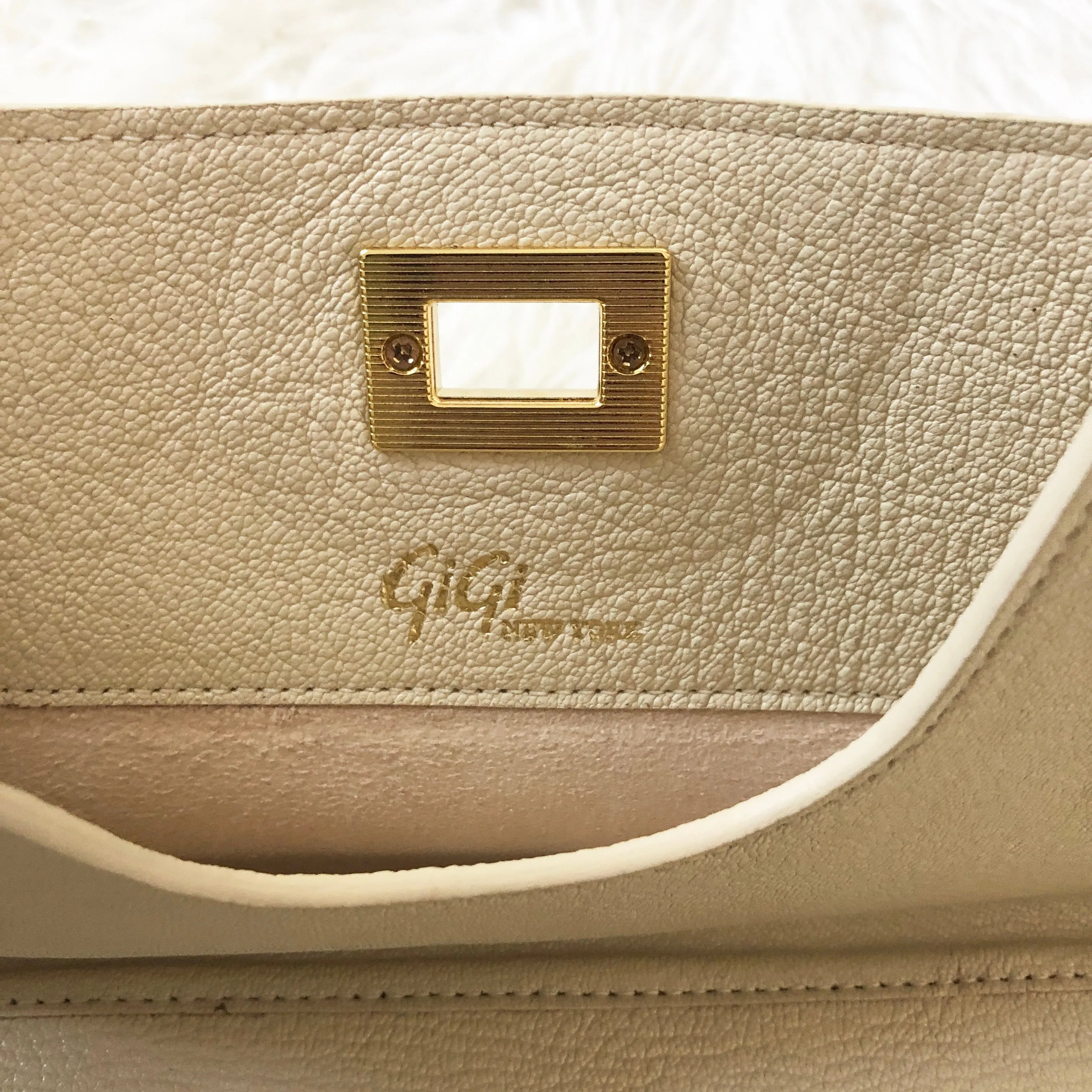 Gigi New York Fold Over Clutch in Cream (Like New)