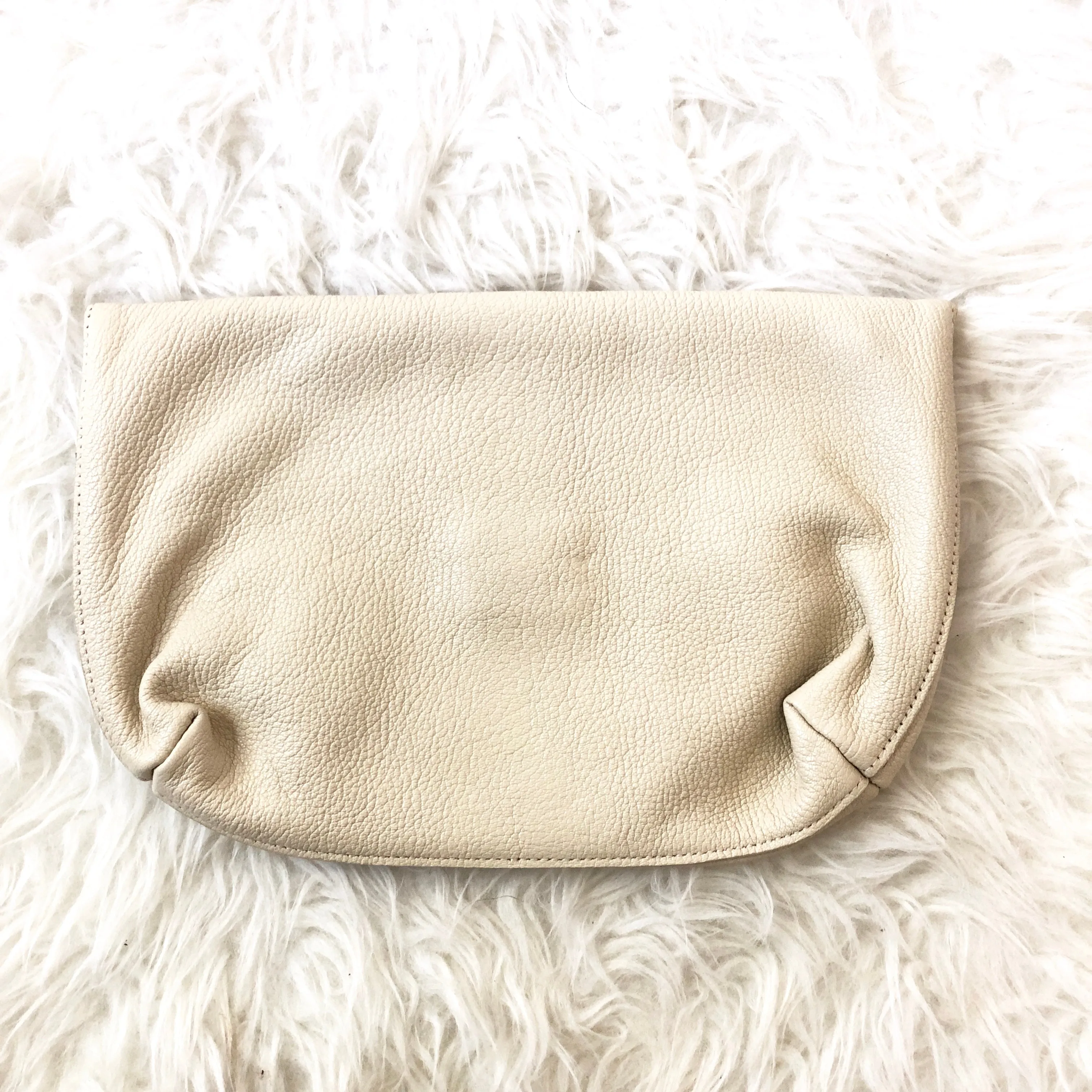 Gigi New York Fold Over Clutch in Cream (Like New)