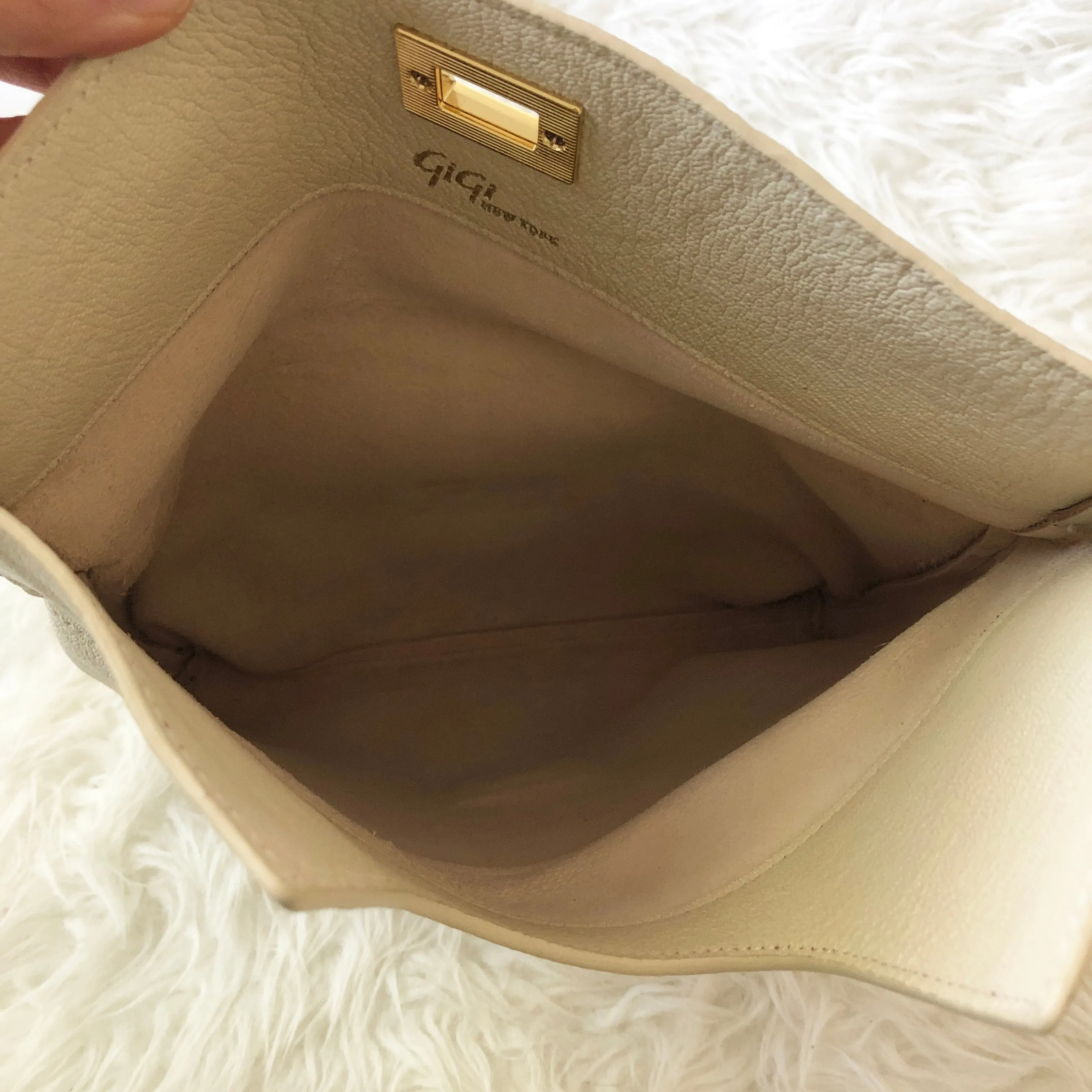 Gigi New York Fold Over Clutch in Cream (Like New)