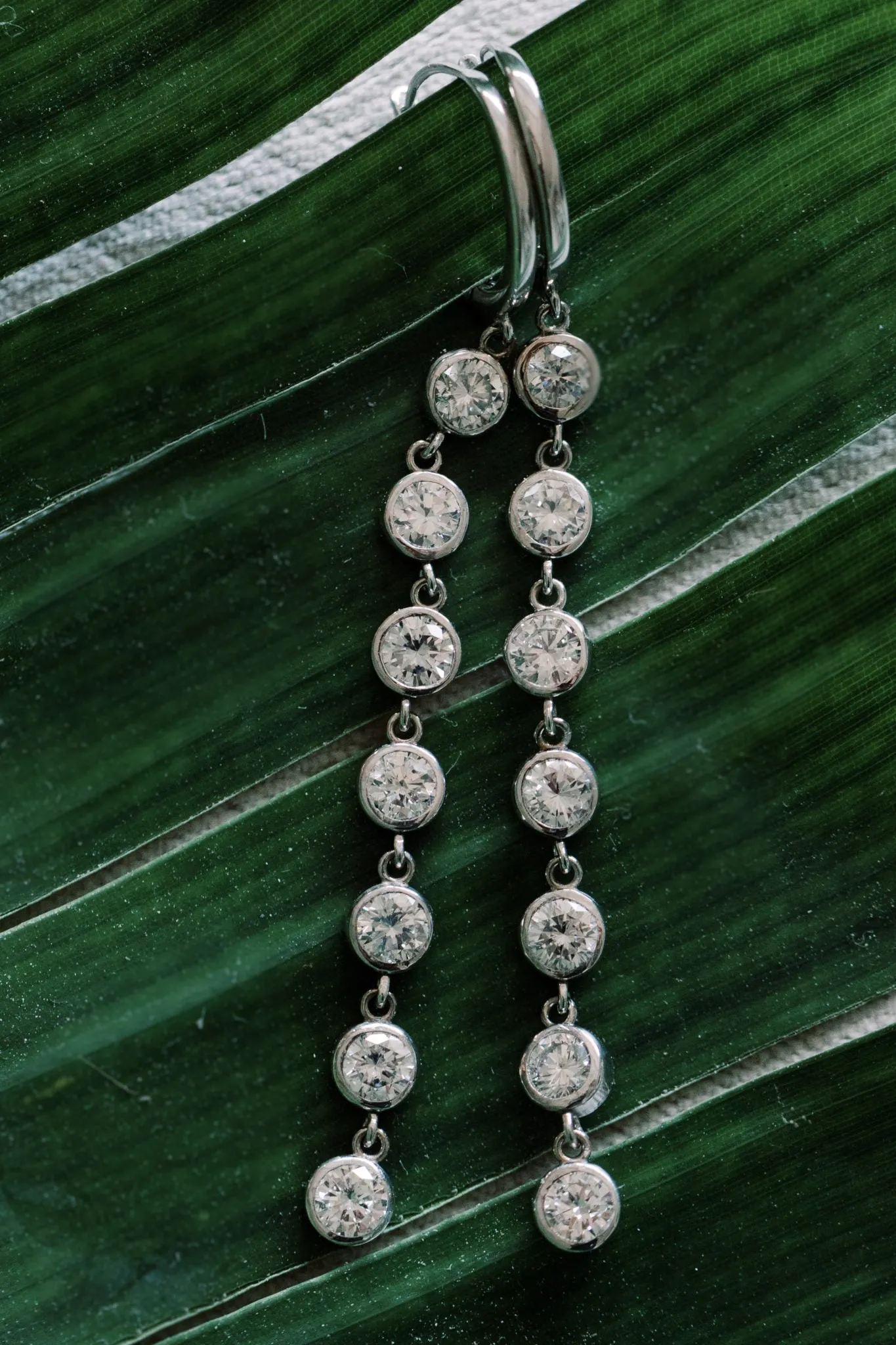 Glamourous Bezel-Set Diamond Dangle Earrings