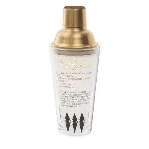 Gold Retro Recipe - Glass and Stainless Steel Cocktail Shaker 16 oz