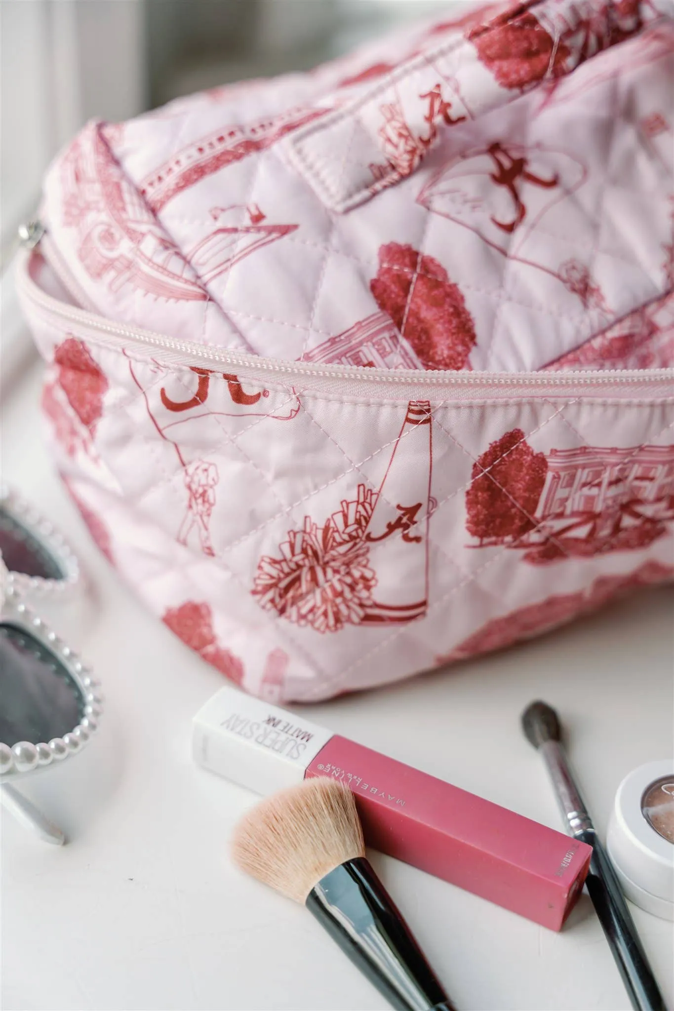 Gracefully Made Art - The University of Alabama Make Up Toiletry Bag, Collegiate