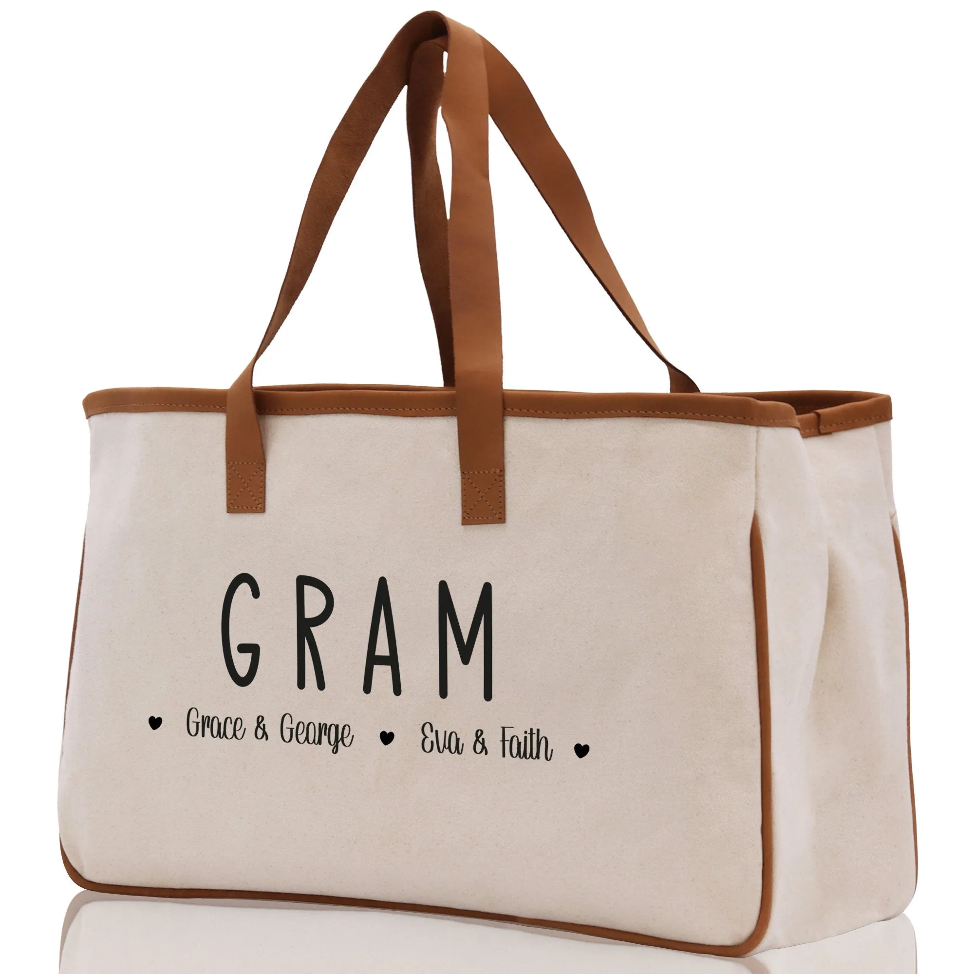 Gram Grandchild Kids Names Custom Grandma Tote Bag Grandma's Getaway Bag Gigi Bag Personalized Grandma Gift Bag Shopping Bag Mother Day Gift