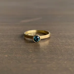 Green/Blue Round Sapphire Stacking Ring