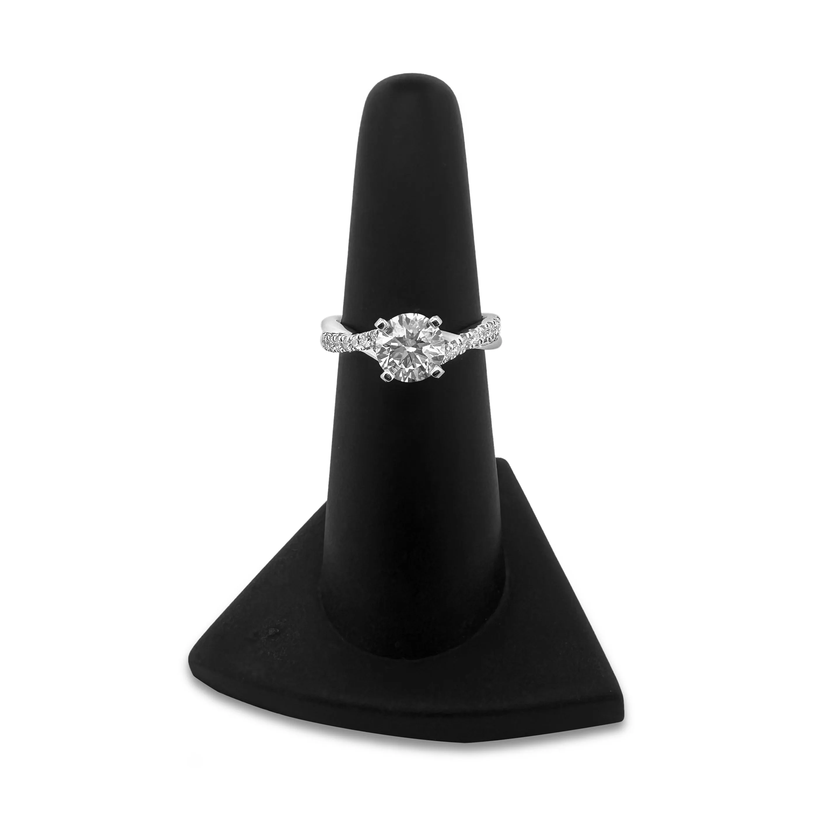 GSI Graded 1.44ctw Round Brilliant Cut Natural Diamond Woven Sides Engagement Ring in 14k White Gold