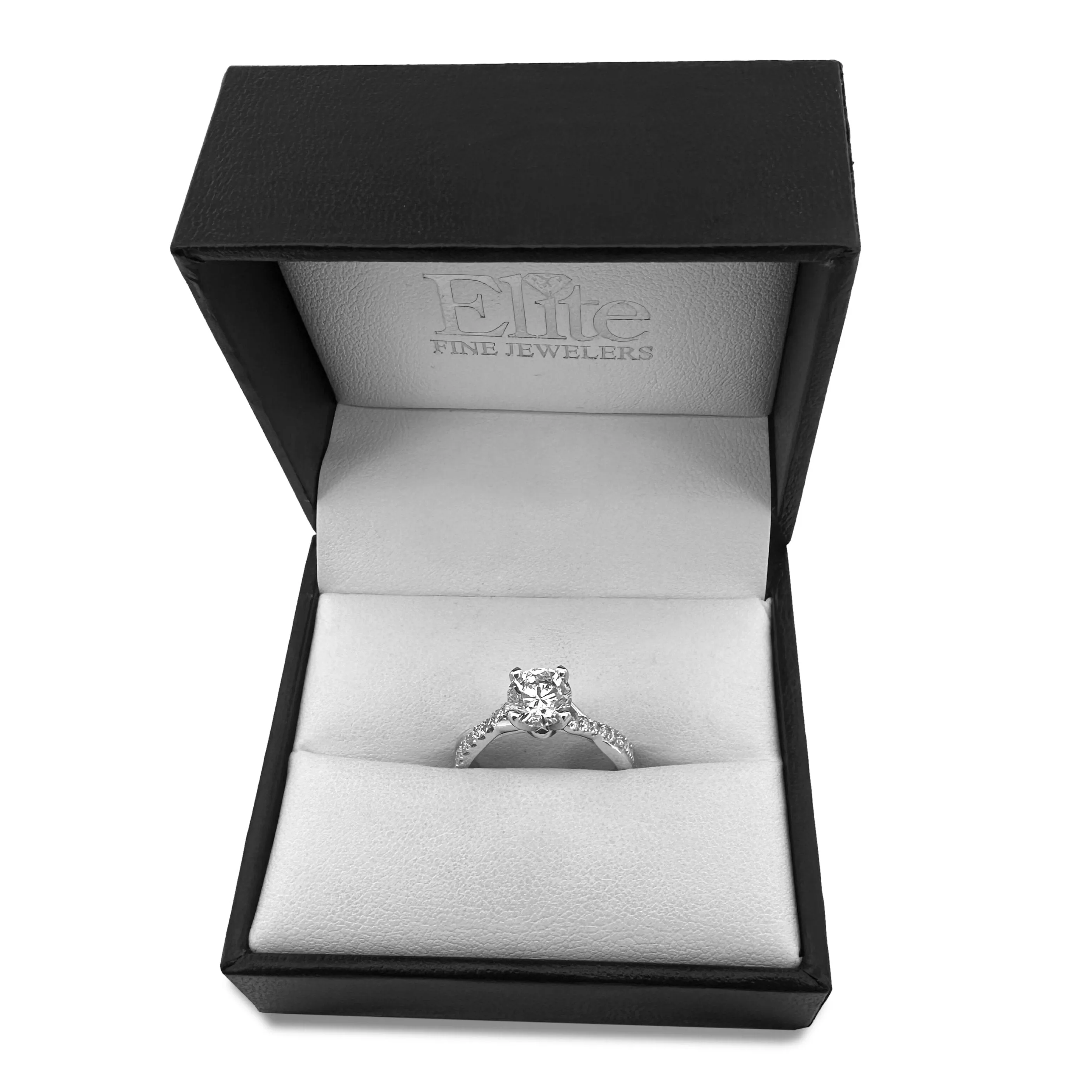 GSI Graded 1.44ctw Round Brilliant Cut Natural Diamond Woven Sides Engagement Ring in 14k White Gold